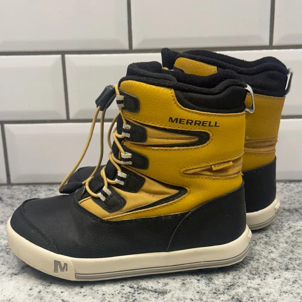 Merrell Kids 13M Snow Quest Lite 3.0 Boots Yellow Black Waterproof Winter -25F
